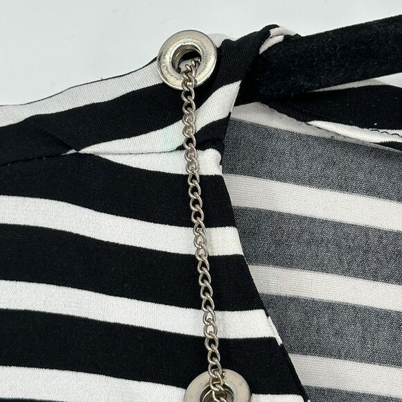 Chicos Womens Blouse Top Size 3 XL Black White Striped Chain Stretch Office Work - Picture 6 of 11